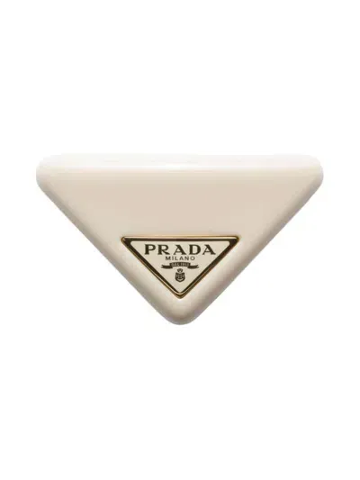 Prada Plexiglas Hair Clip In Beige Khaki