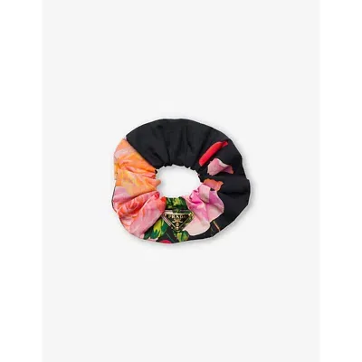 Prada Printed Fabric Scrunchie In Black