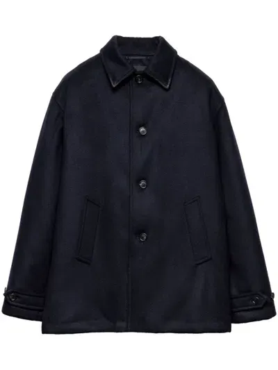 Prada Wool Caban Jacket In Blue