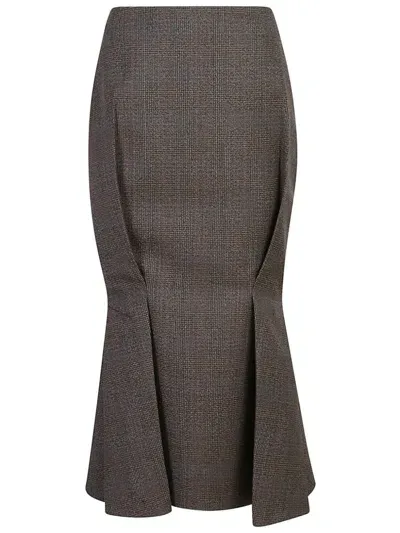 Prada Wool Flared Skirt In Brown