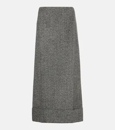 Prada Wool Midi Skirt In Gray