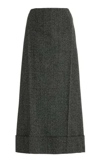 Prada Wool Mouliné Midi Skirt In Black