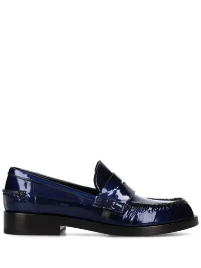 Premiata Patent Navy Blue Loafers In Blau