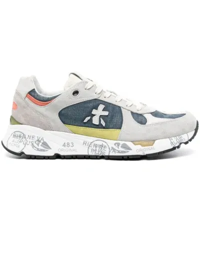 Premiata Sneakers Grey In Grey/blue