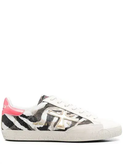 Premiata Zebra-print Sneakers In White