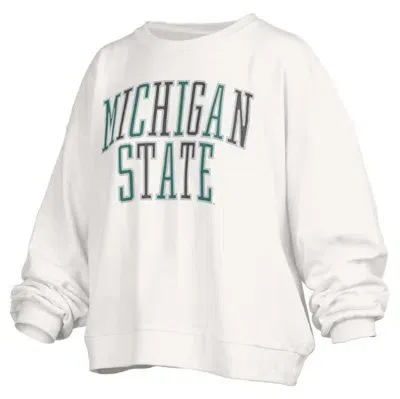 Pressbox White Michigan State Spartans Janise Waist Length Oversized Pullover Sweatshirt