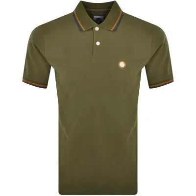 Pretty Green Paisley Placket Polo T Shirt Khaki