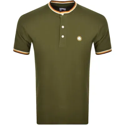 Pretty Green Pennington Grandad T Shirt Khaki