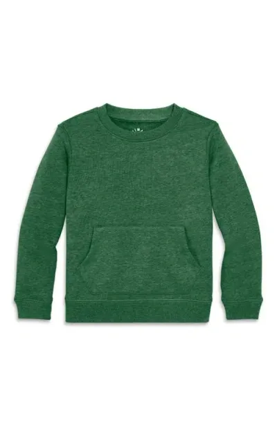 Primary Kids'  Cozy Fleece Crewneck Sweatshirt In Heather Evergreen