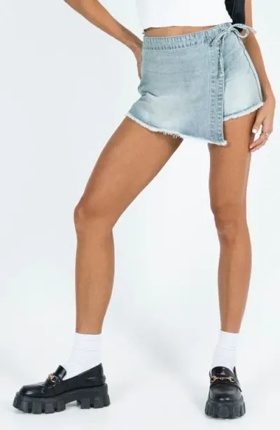 Princess Polly Bowden Denim Skort In Light Wash Denim