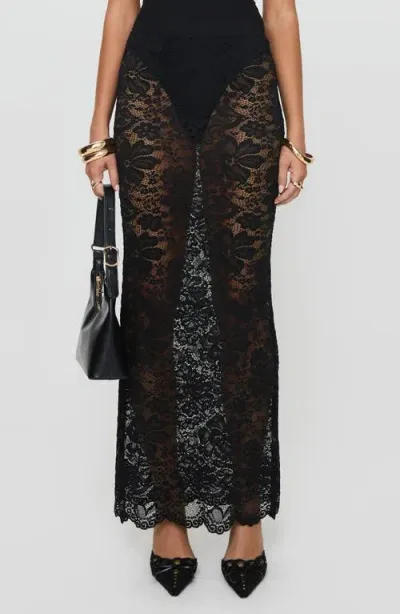 Princess Polly Lombardio Lace Maxi Skirt In Black