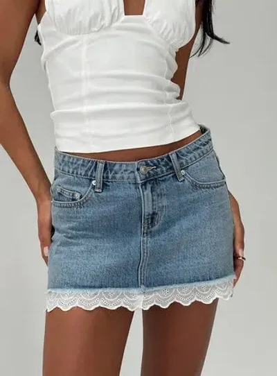 Princess Polly Miyuki Denim Mini Skirt In Mid Wash