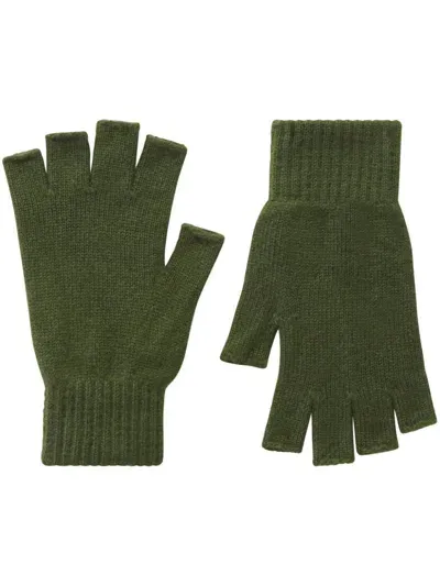 Pringle Of Scotland Fingerless Cashmere Gloves In Green