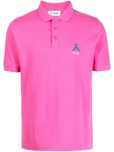 Pringle Of Scotland Geometric George Golf Polo Shirt In Rosa