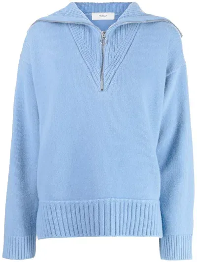 Pringle Of Scotland Half-zip Knitted Jumper In Blue