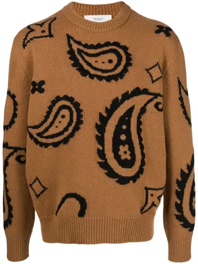 Pringle Of Scotland Paisley Motif Wool Jumper In Brown