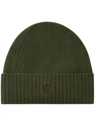 Pringle Of Scotland Ribbed-edge Cashmere Beanie In Green