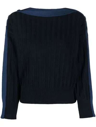 Pringle Of Scotland Ribbed-knit Wool Jumper In Navy