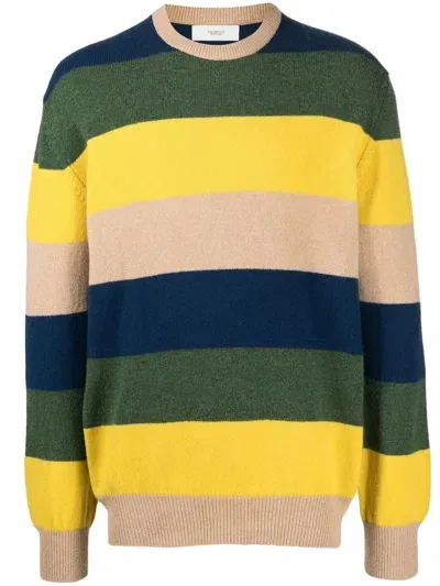 Pringle Of Scotland Striped Round Neck Jumper In Yellow