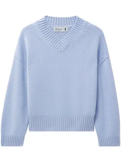 Pringle Of Scotland V-neck Cashmere Sweater In Blue