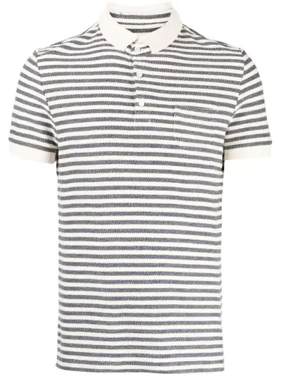 Private Stock Stripe-print Cotton Polo Shirt In Neutrals