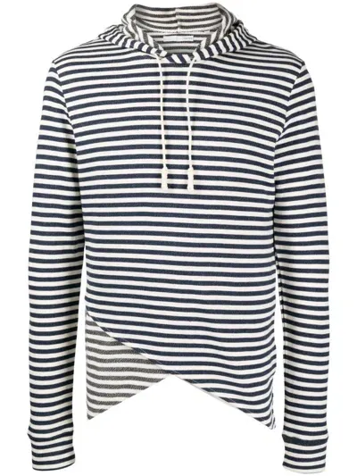 Private Stock Striped Cotton Hoodie In White