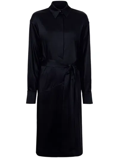 Proenza Schouler Andy Satin Midi Dress In Black