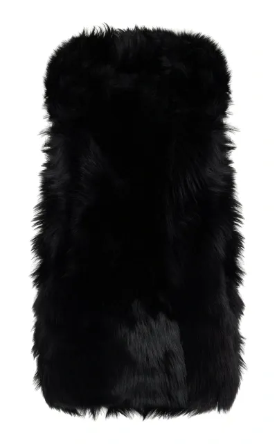 Proenza Schouler Aubrey Hooded Toscana Shearling Vest In Black