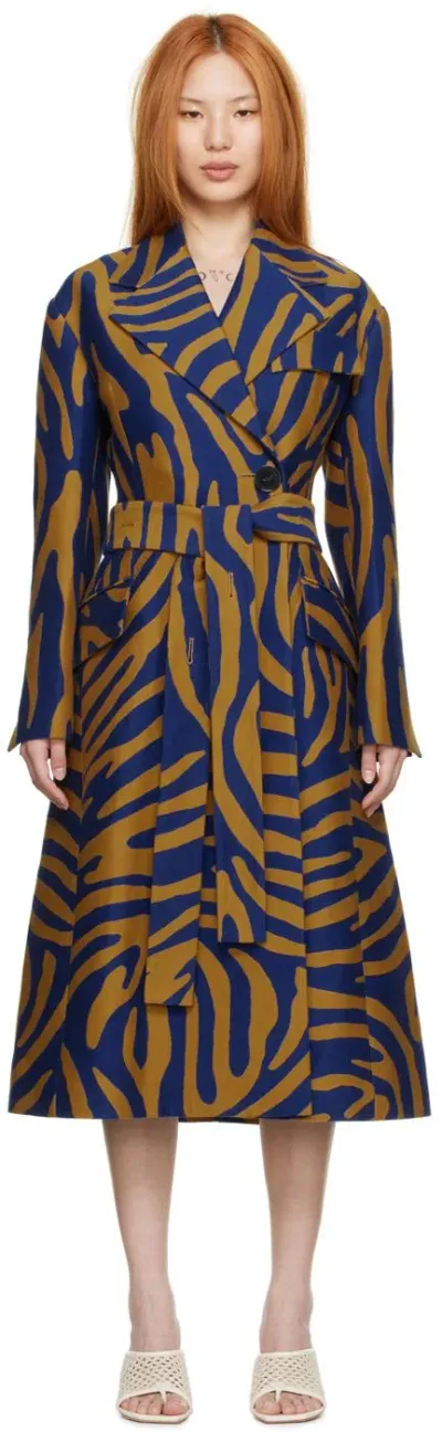 Proenza Schouler Zebra-print Cotton And Silk-blend Jacquard Coat In 977 Cobalt