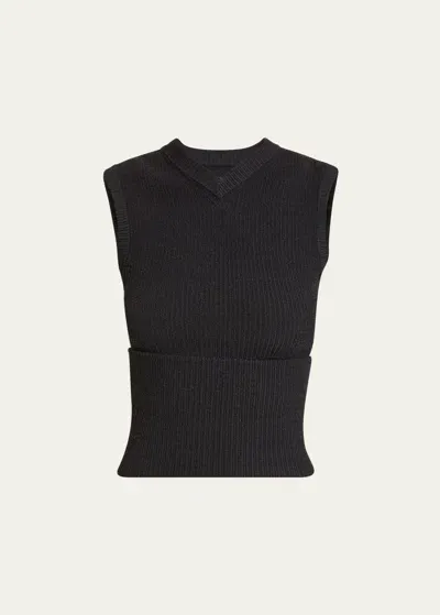 Proenza Schouler Cruz Ribbed Wool Vest In Charcoal