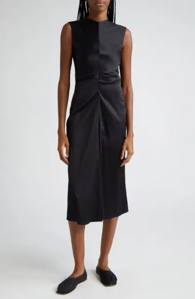 Proenza Schouler Ella Matte Satin Ruched Dress In Black