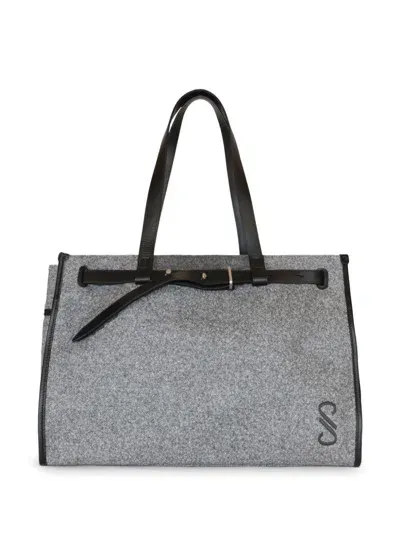 Proenza Schouler Embroidered Belted Tote Bag In 035 Slate