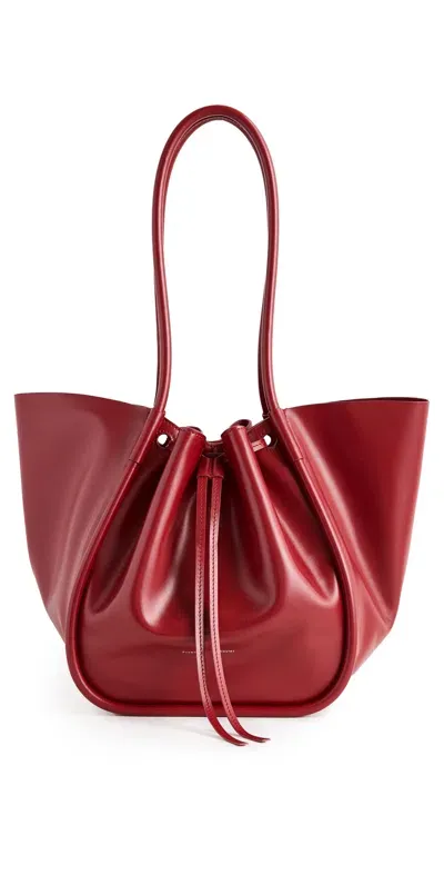 Proenza Schouler Large Ruched Tote In Soft Shiny Calf Leather Rosewood