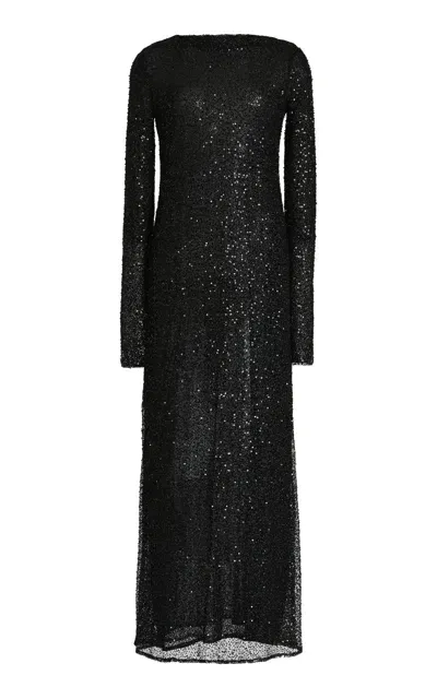 Proenza Schouler Marlowe Sequined Stretch-tulle Midi Dress In Black