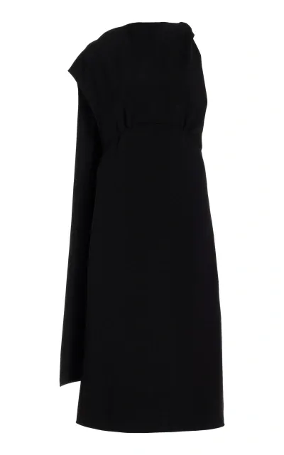 Proenza Schouler Maude Asymmetric Crepe Midi Dress In Black