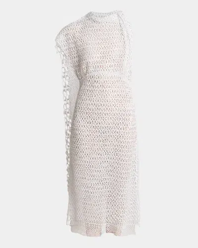 Proenza Schouler Maude Geometric Lace Cape Midi Dress In Cloud