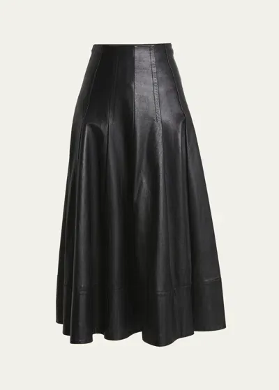 Proenza Schouler Moore Leather Midi Skirt In Black