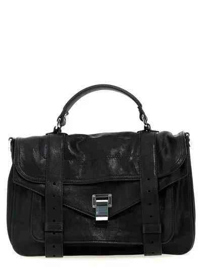 Proenza Schouler Ps1 Foldover Top Medium Tote Bag In Black