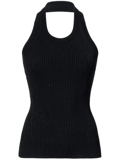 Proenza Schouler Ribbed Halterneck Top In Black