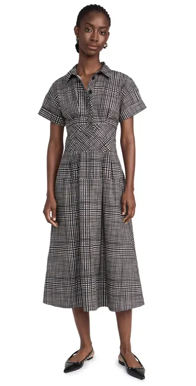 Proenza Schouler White Label Balston Pleated Checked Cotton-poplin Midi Shirt Dress In Grey