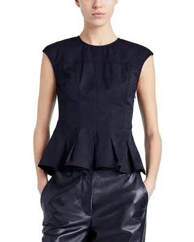 Proenza Schouler White Label Cap Sleeve Peplum Top In Black