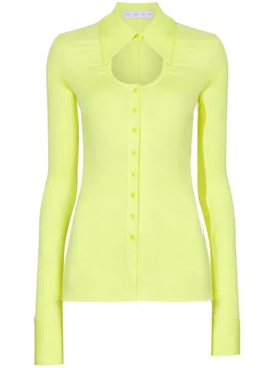 Proenza Schouler White Label Jersey Cut-out Button-front Top In Green