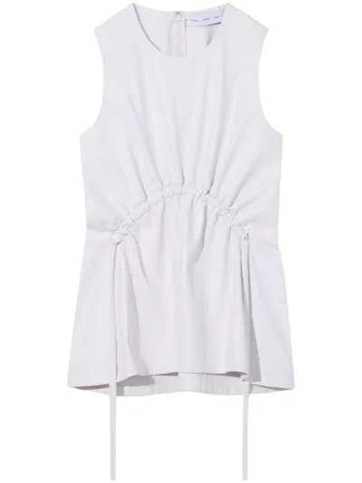 Proenza Schouler White Label Faux-leather Sleeveless Drawstring Top In Off White