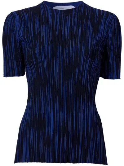 Proenza Schouler White Label Foster Printed Rib Top In Navy/black