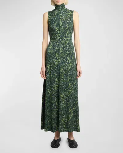 Proenza Schouler White Label Jamie Knit Turtleneck Maxi Dress In Dark Navy/olive