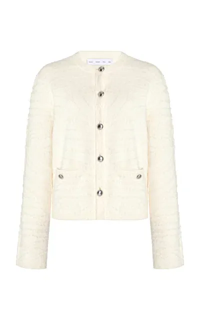 Proenza Schouler White Label Josephine Brushed Knit Cotton Cardigan In Ivory