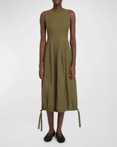 Proenza Schouler White Label Marley A-line Drawstring Dress In Dark Fern