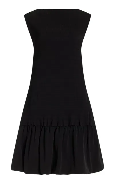 Proenza Schouler White Label Martine Pleated-knit Mini Dress In Black