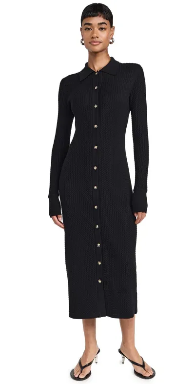 Proenza Schouler White Label Phillips Knit Dress In Micro Cable Black In 黑色