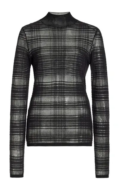 Proenza Schouler White Label Stefanie Plaid Knit Sweater In Black